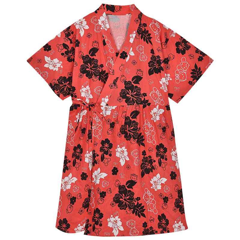 阪织屋睡衣女新款迪士尼春季纯棉日系和服家居服套装情侣睡衣可爱 M 红色