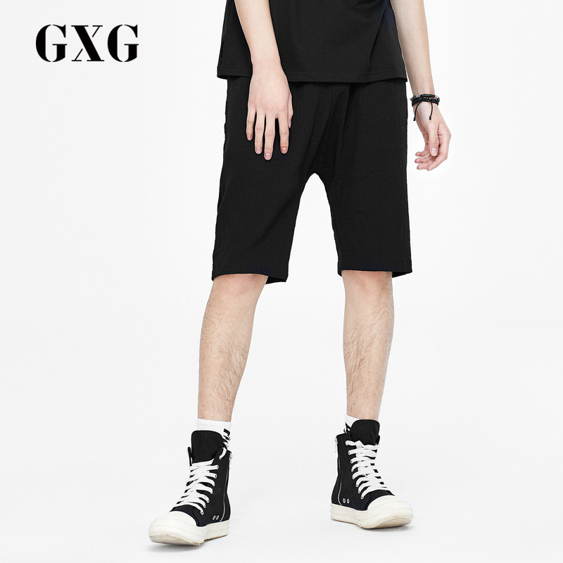 GXG男装夏季男士黑色时尚都市青年流行修身休闲短裤_1 185/XXL 黑色