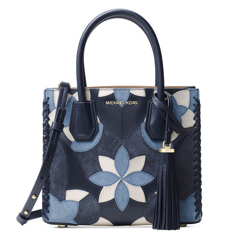 迈克·科尔斯(MICHAEL KORS) mercer系列女士单肩敞口包印花小号单肩斜挎女包30T7GM9M8T 蓝色