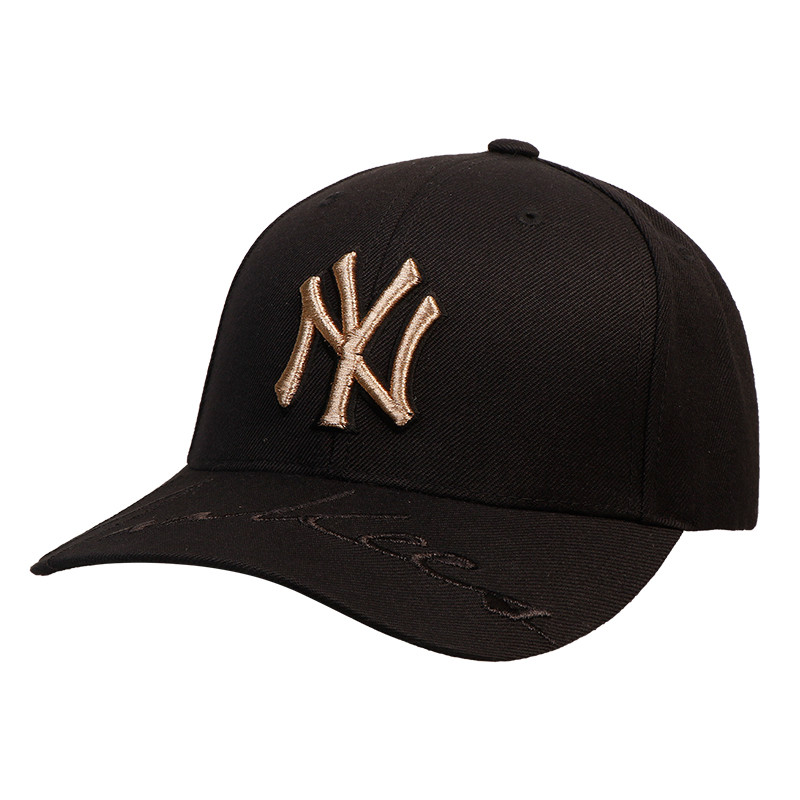MLB 经典NY洋基队刺绣弯檐洋基队运动棒球帽可调节 32CPIK831-50Q 黑色