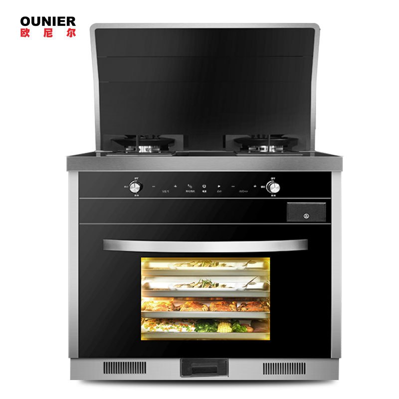 欧尼尔（OUNIER）LX9-BZK 集成灶 侧吸式一体灶环保灶变频电机自动清洗油烟机燃气灶电蒸烤箱集成灶 天然气