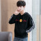 庄吉 2019春秋连帽卫衣男韩版潮流时尚宽松上衣JU-ZL96602 JU-ZL96602黑色 M