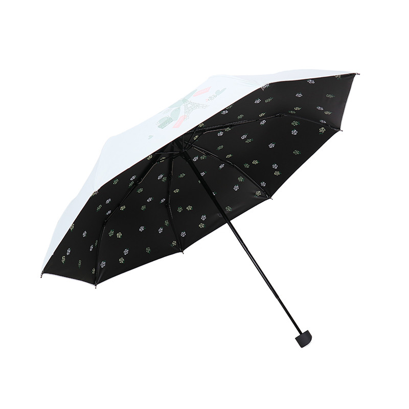 天堂伞 三折全遮光黑胶晴雨伞遮阳伞太阳伞 巴黎春天33615E 淡绿