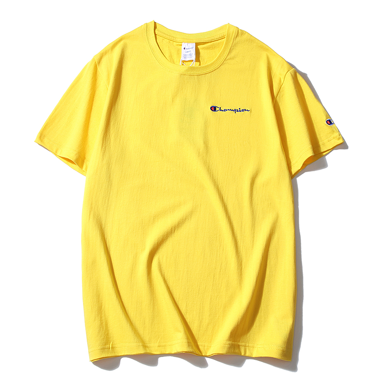 2020春夏新款正品Champion冠军T恤情侣同款潮牌短袖男女五分袖打底衫上衣 黄色 XL