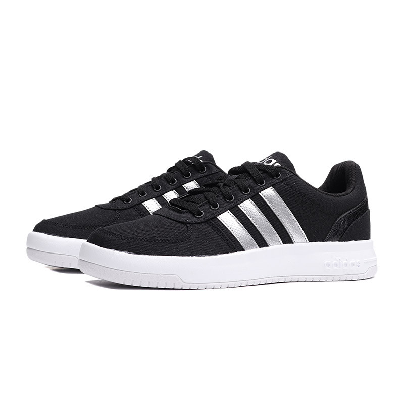 adidas男鞋板鞋新款篮球文化休闲运动鞋AW4380 EE3828黑色+白色 44.5码