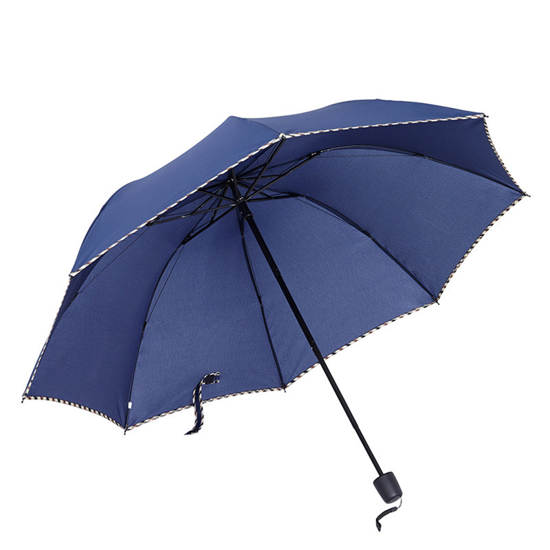 尼诺里拉加固强力拒水雨伞 格子包边伞 三折伞高清实拍图