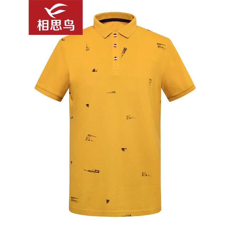 红豆相思鸟男装印花透气男士短袖POLO衫T1330 黄色Y1 185/100A