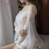 霏慕Fee et moi性感情趣内衣女士内裤透明丁字T裤情趣内衣吊袜带丝袜套装女式情趣丝袜 灰【长筒丝袜】7241