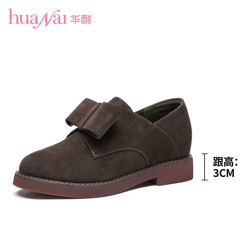 2019春季新款蝴蝶结平底休闲鞋女学生百搭乐福鞋圆头深口单鞋 墨绿色 38码