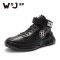 维界鞋子男欧洲站潮流高帮板鞋时尚休闲鞋男运动篮球鞋街舞嘻哈鞋_3_6 黑色 39