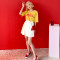 韩都衣舍2019夏装女装韩版学生印花宽松纯棉短袖T恤KY10904湲 M 黄色