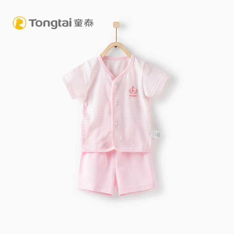 童泰TONGTAI婴童套装婴儿对开短袖套装3-18个月宝宝半袖上衣短裤两件套 66cm 粉色