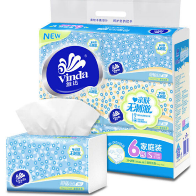 维达抽纸面巾纸软抽3层136抽V2249 S码纸抽压花抽纸皱菊淡香细韧 单位：提