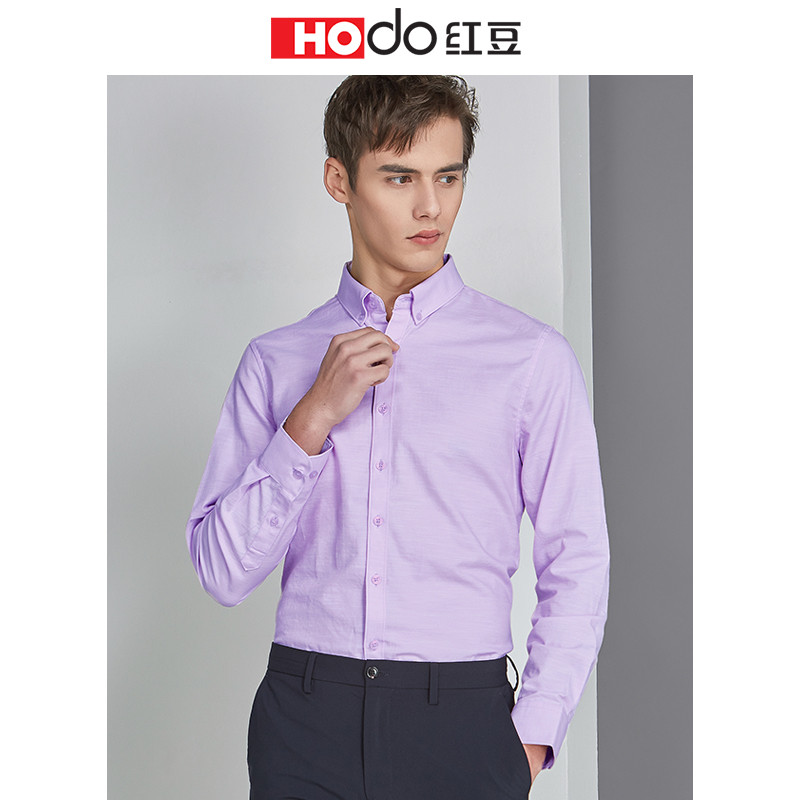 HODO红豆男装 男士衬衫 2019春季新款色织扣领衬衫男 180/96A V2