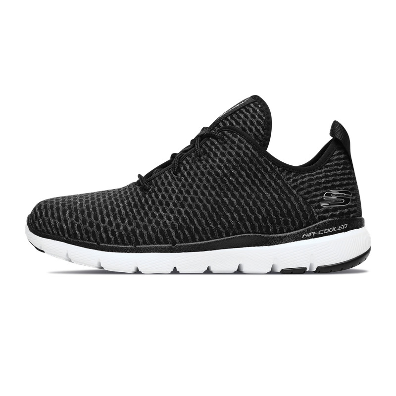 Skechers斯凯奇女鞋新款时尚绑带运动鞋透气布休闲鞋66666145 黑色/BLK 39
