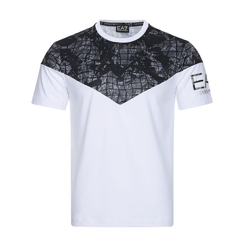 EMPORIO ARMANI EA7 阿玛尼 男士棉质圆领短袖T恤衫 3ZPT20 PJ03Z 1100-白色多色拼色 XS