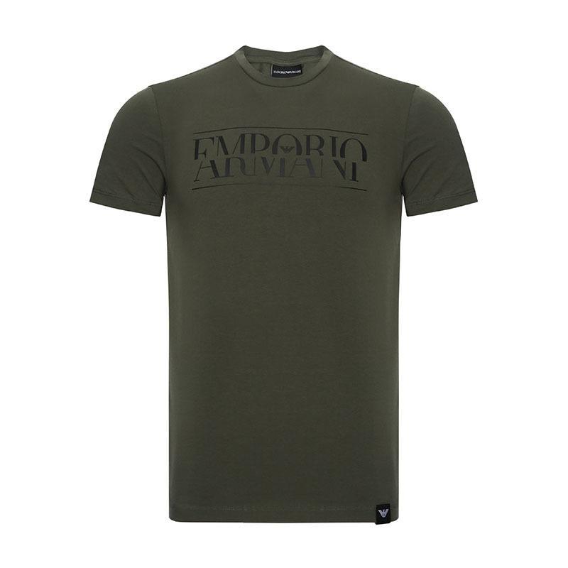 EMPORIO ARMANI EA 阿玛尼 男士棉质短袖圆领T恤衫 3Z1T86 1J0AZ XS 0544-绿色黑色图案