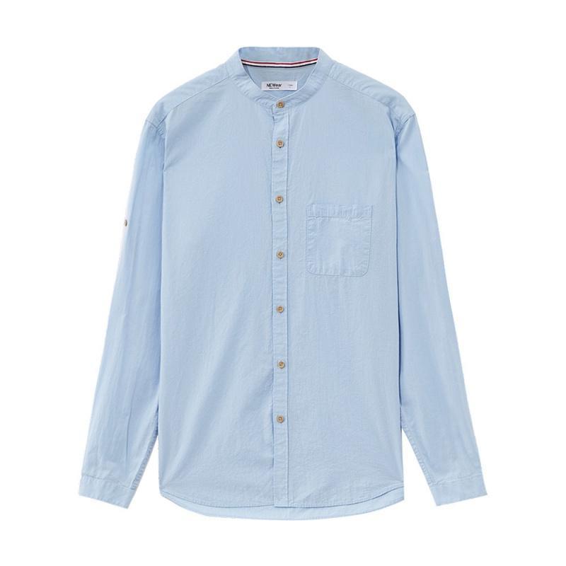 美特斯邦威衬衫男士春装立领衬衫723058_1 180/100A/XL 羊绒蓝