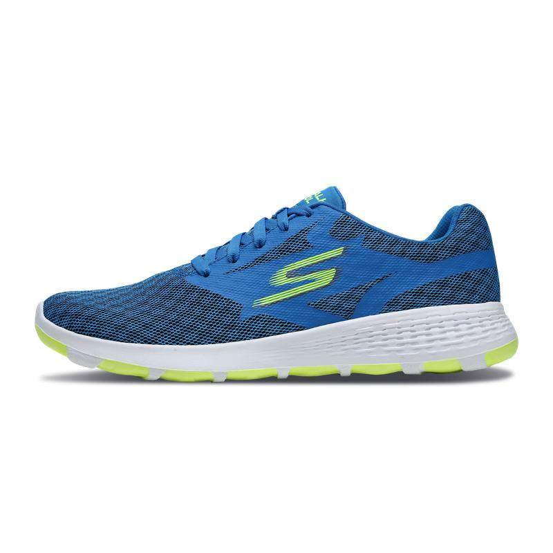 Skechers斯凯奇男鞋轻质减震健步鞋时尚绑带运动鞋54651 蓝色/柠檬色/BLLM 44.5