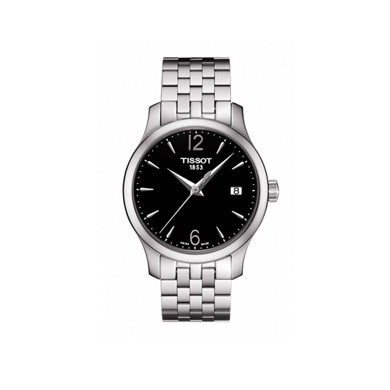 Tissot 天梭俊雅系列钢带石英女表T0632101105700 黑盘钢带