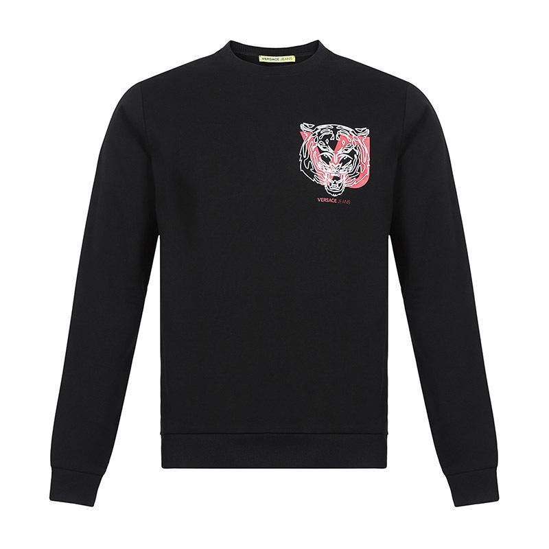 Versace Jeans 范思哲 男士棉质圆领长袖卫衣运动衫 B7GSA7FZ 36604 899-黑色白色图案 S