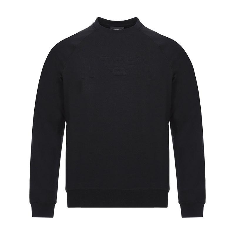 EMPORIO ARMANI 阿玛尼 男士棉质圆领长袖卫衣运动套头衫 6Z1M68 1J04Z 0999-黑色 S