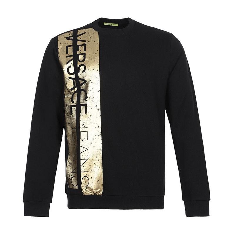 Versace Jeans 范思哲 男士棉质圆领长袖卫衣运动衫 B7GSA7FW 36604 899-黑色金色图案 XS