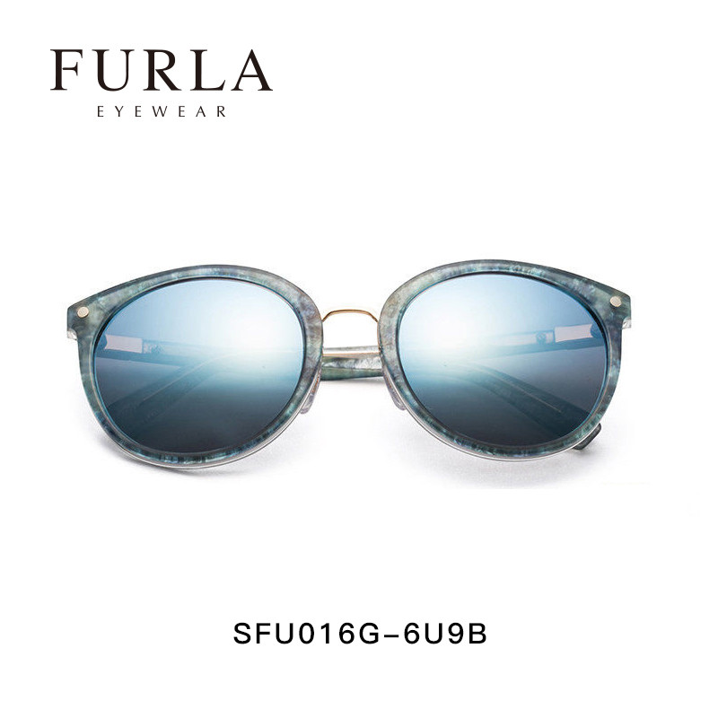 FURLA芙拉意大利品牌时尚太阳镜圆脸百搭女士眼镜 棕色/镜面银/SFU016G556U9B