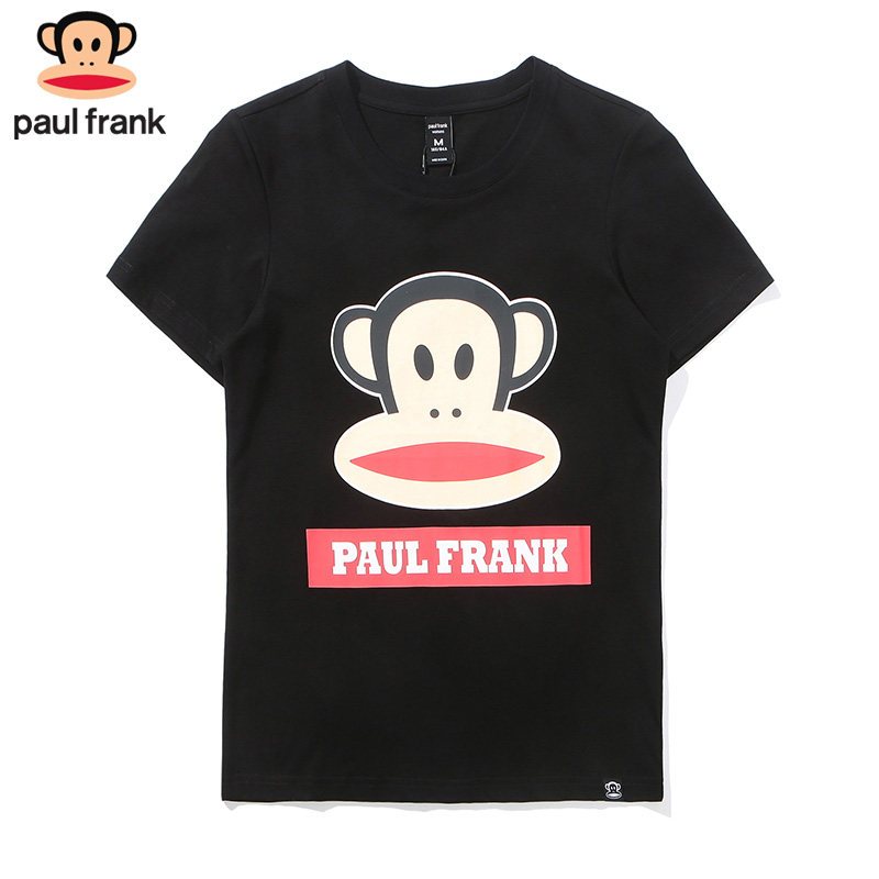 PaulFrank/大嘴猴2018夏新款宽松时尚休闲情侣短袖字母花T恤女 L 黑色