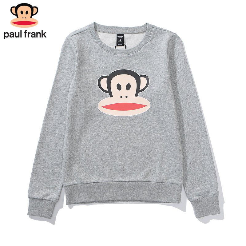 PaulFrank/大嘴猴春秋时尚卫衣女休闲运动圆领长袖套头衫上衣潮 XL 麻灰色