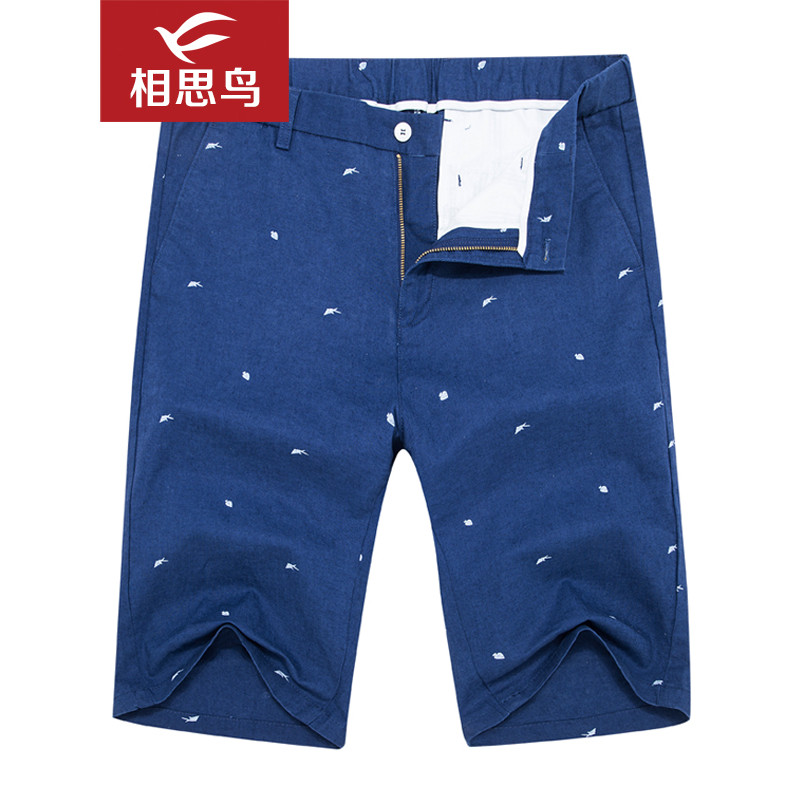 红豆旗下相思鸟（xiangsiniao)亚麻时尚休闲透气男士休闲裤短裤K630B 35(2尺8) B5