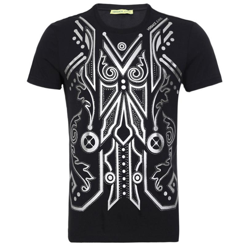 Versace Jeans 范思哲 男士棉质圆领短袖T恤衫 B3GPA790 36590 899-黑色印花图案 XL