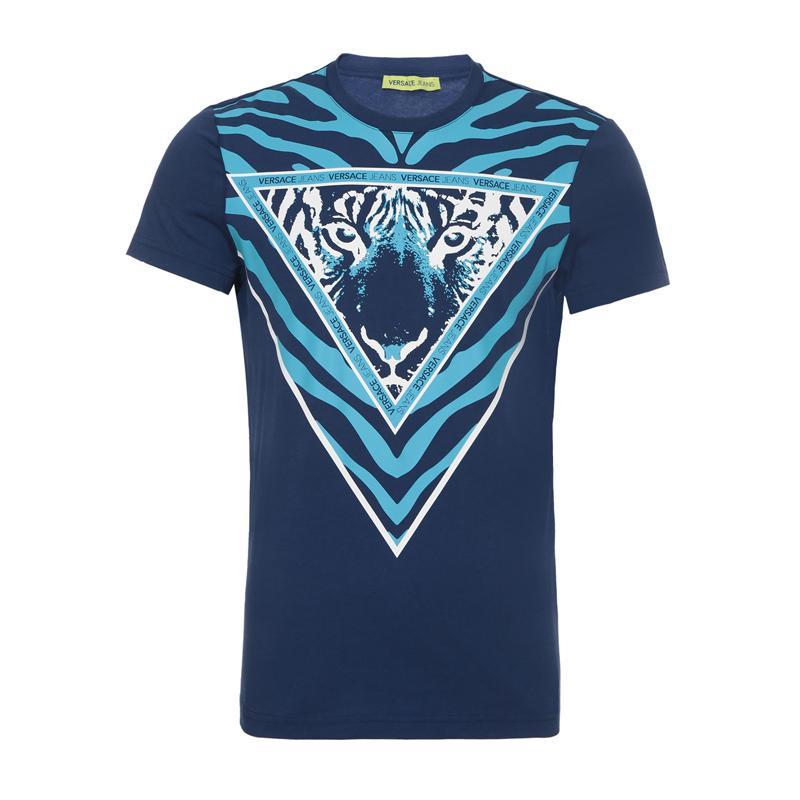 Versace Jeans 男士棉质圆领短袖T恤衫 B3GPB704 36590 204-深蓝色 S