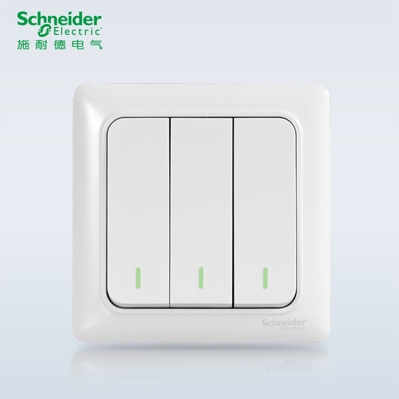 施耐德电气(Schneider Electric)睿意经典白 开关插座面板 86型面板家用墙壁式 经典白 三联单控