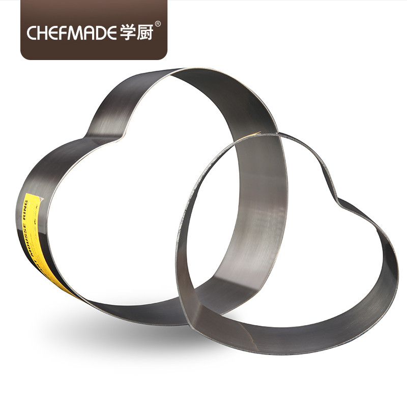 学厨 烘焙模具工具 8寸不锈钢慕斯圈 心形 加高 食品级WK9310