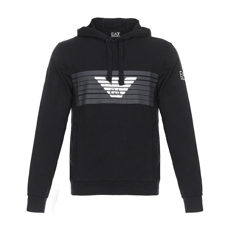EMPORIO ARMANI EA7 阿玛尼 男士棉质卫衣运动衫 6ZPM89 PJ05Z 1200-黑色LOGO图案 S