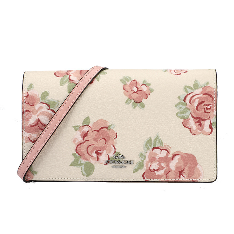 COACH 蔻驰 欧美时尚女斜挎包包盖式手拿单肩斜挎其他两用包 白色印花