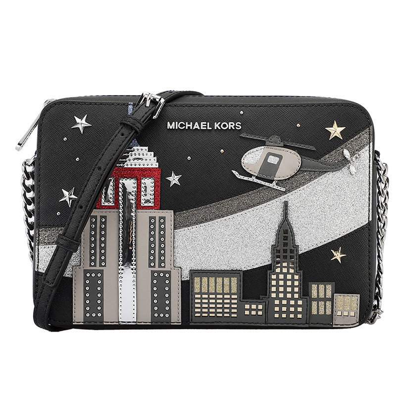 MICHAEL KORS 迈克·科尔斯 MK女包 欧美时尚女斜挎包 时尚真皮女士单肩包 黑色