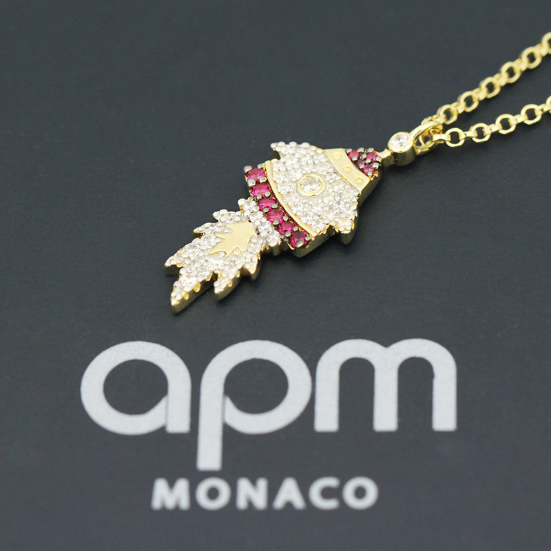 apm MONACO金黄色火箭项链925银吊坠AC3915XKRY 金色
