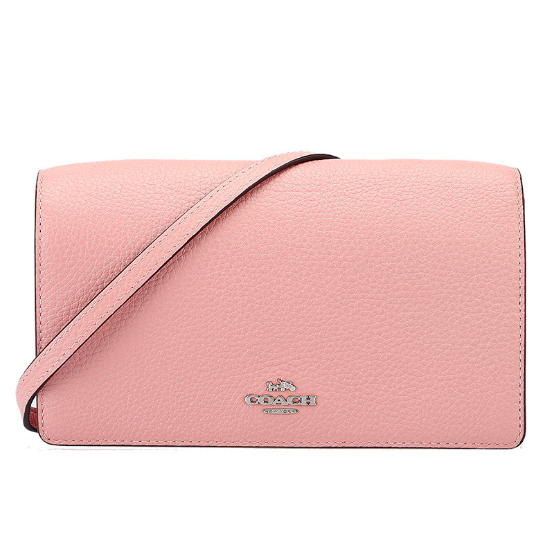 COACH 蔻驰 欧美时尚女斜挎包包盖式手拿单肩斜挎其他两用包 粉色