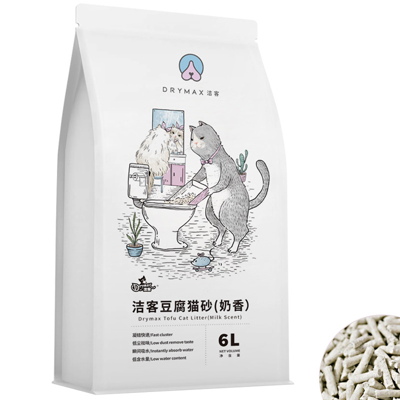 洁客（Drymax）植物结团奶香味豆腐猫砂6L