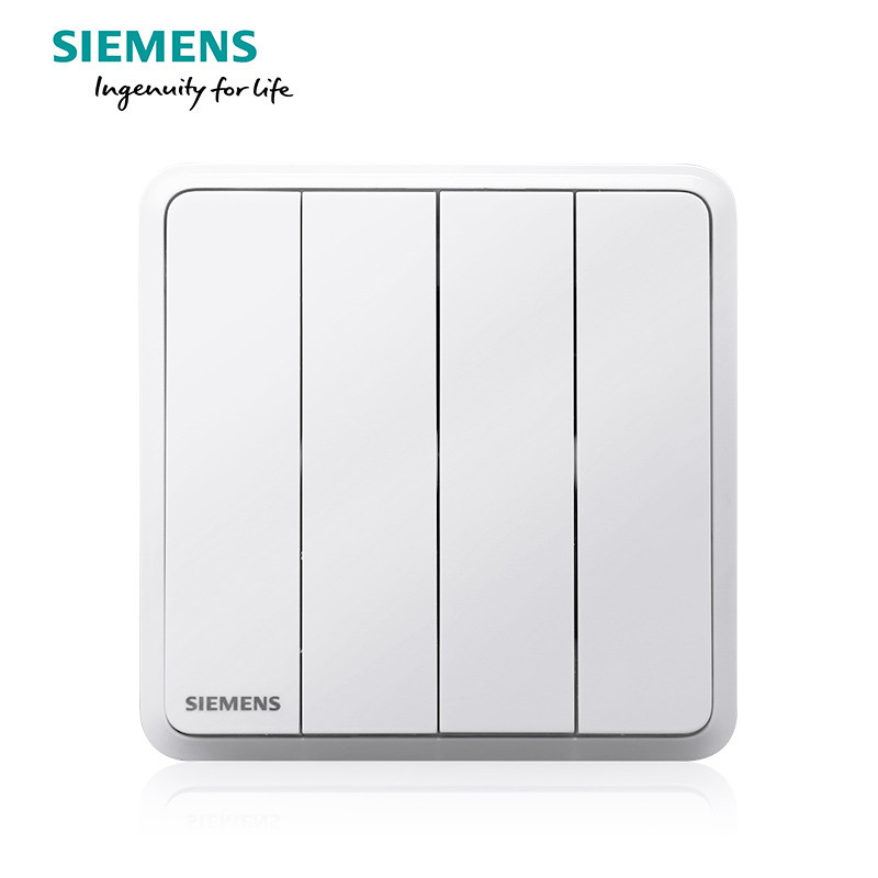 西门子（SIEMENS）开关电源插座86型面板灵蕴系列辰曦白五孔USB一开带16A空调插 四开双控 灵蕴辰曦白系列
