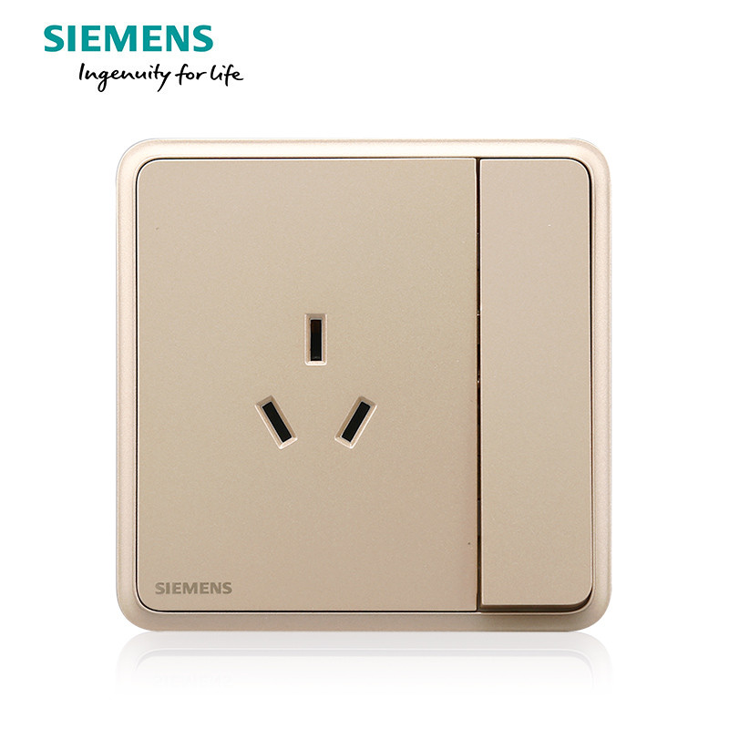 西门子（SIEMENS）开关电源插座86型面板灵蕴系列日曜金五孔USB一开带16A空调插 一开10A三孔 灵蕴日耀金系列