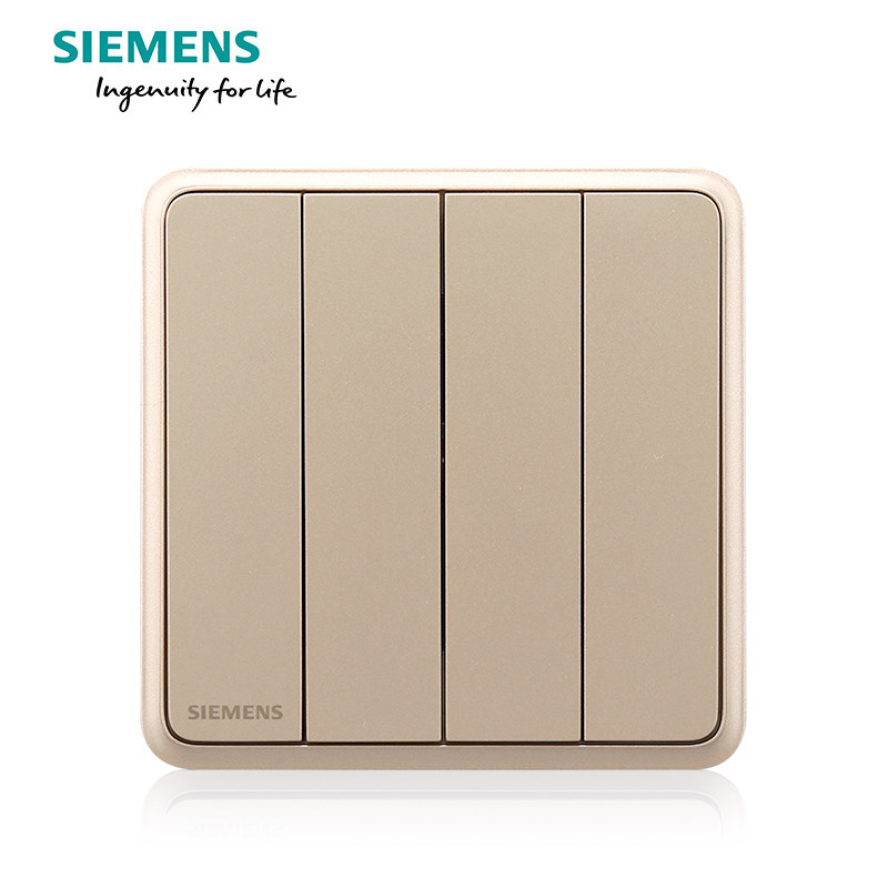 西门子（SIEMENS）开关电源插座86型面板灵蕴系列日曜金五孔USB一开带16A空调插 四开单控 灵蕴日耀金系列