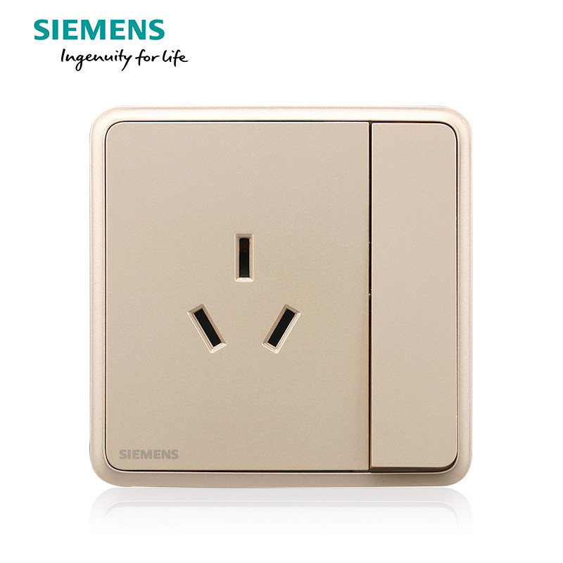 西门子（SIEMENS）开关电源插座86型面板灵蕴系列日曜金五孔USB一开带16A空调插 一开16A三孔 灵蕴日耀金系列