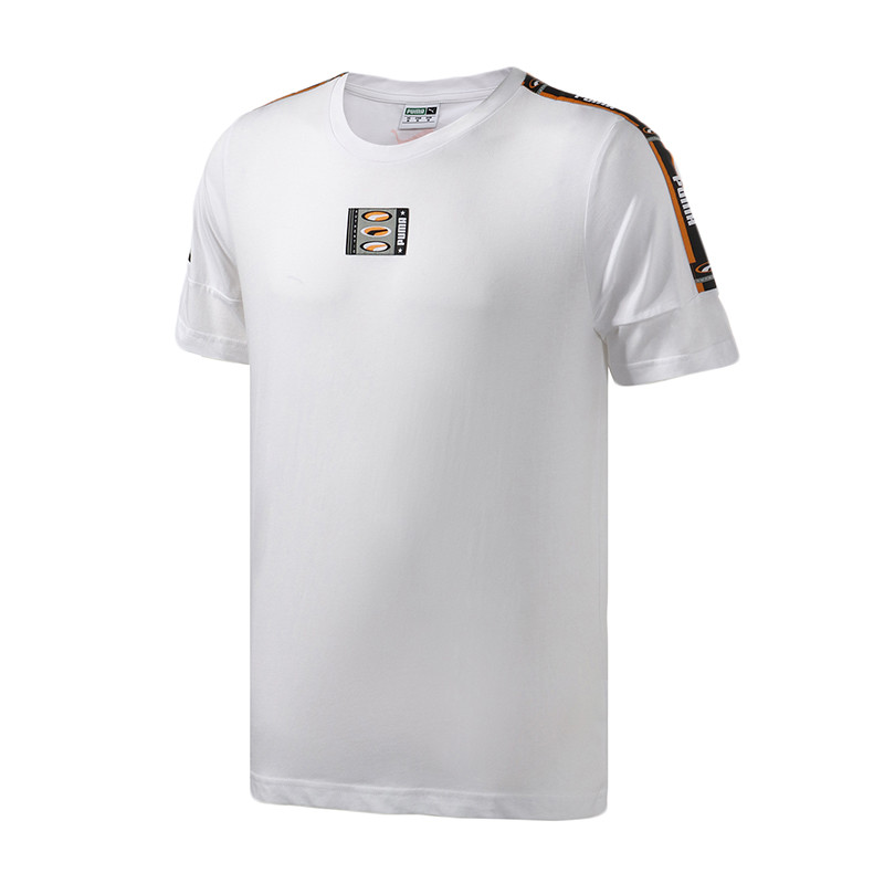 PUMA彪马男装运动服圆领LOGO短袖跑步健身T恤57951602 S 57951602白色