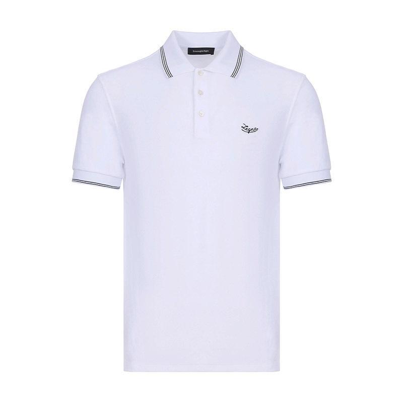 Ermenegildo Zegna 杰尼亚 男款棉质短袖POLO衫 US596 746R N00-白色 48