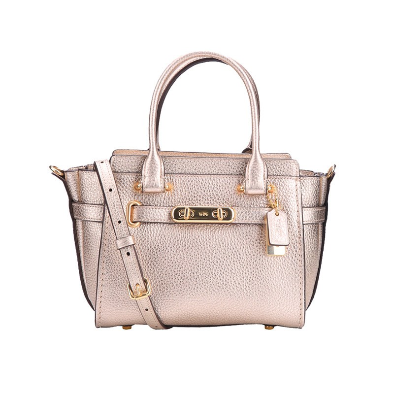 COACH蔻驰女士COACHSWAGGER21系列铂金色皮质手提单肩手提包 铂金色