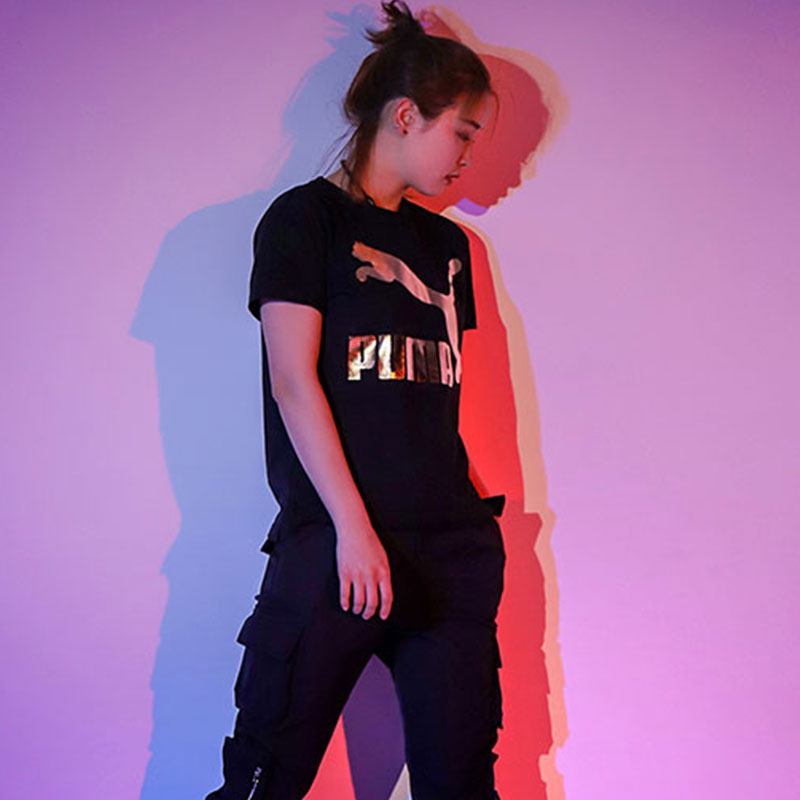PUMA彪马健身短袖女金色大LOGO休闲运动T恤579406-83 XL 579406-83