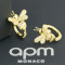 apm MONACO金黄色镶晶钻蜜蜂耳环925银耳饰AE10263OXY 金色
